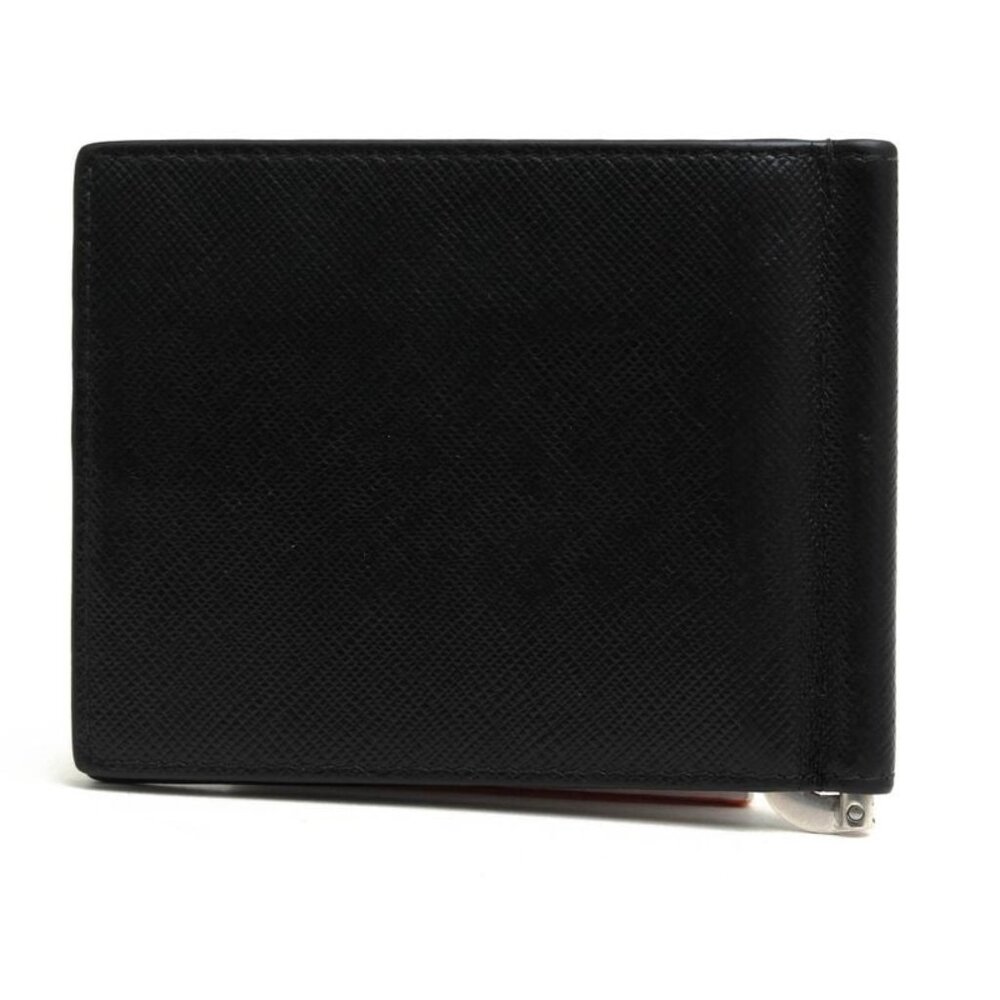 Prada Wallet Men Wallet Leather Black 2 Mn077 Saffiano Bicolo Money Clip - Picture 2 of 7
